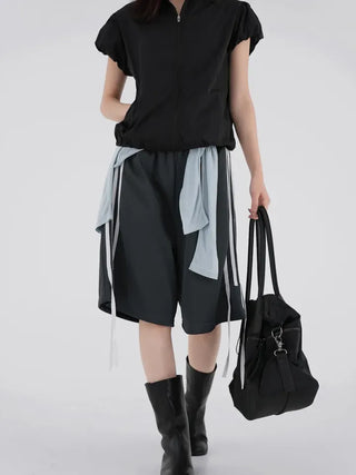 Qunin Three-Stripe Ribbon Strap Pants