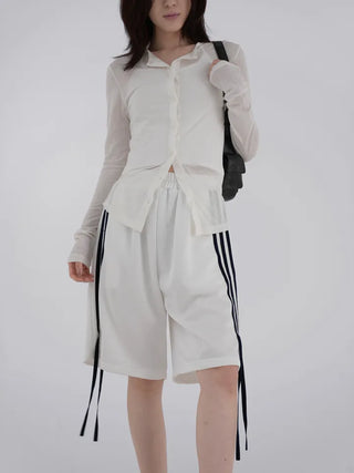 Qunin Three-Stripe Ribbon Strap Pants