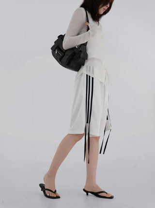 Qunin Three-Stripe Ribbon Strap Pants