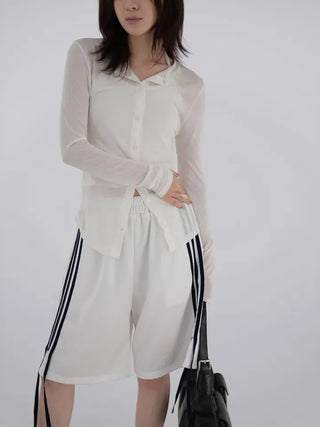 Qunin Three-Stripe Ribbon Strap Pants