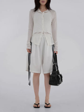 Qunin Three-Stripe Ribbon Strap Pants