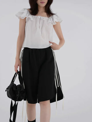 Qunin Three-Stripe Ribbon Strap Pants