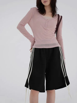Qunin Three-Stripe Ribbon Strap Pants