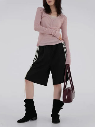 Qunin Three-Stripe Ribbon Strap Pants