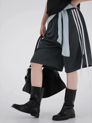 Qunin Three-Stripe Ribbon Strap Pants