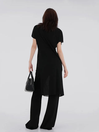 Curvy pleated high-neck dress