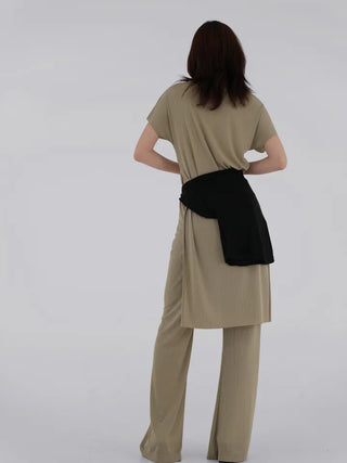 Curvy Pleated Long Pants