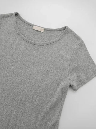 Lia Basic Semi-Loose Cotton Short Sleeve Tee