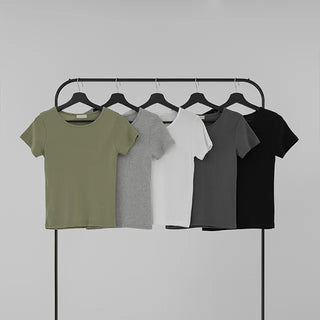 Lia Basic Semi-Loose Cotton Short Sleeve Tee