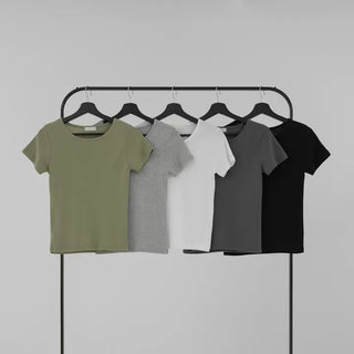 Lia Basic Semi-Loose Cotton Short Sleeve Tee