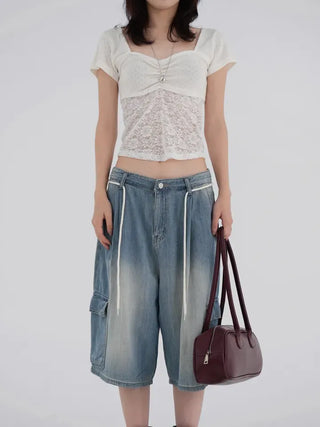Mana String Cargo Denim Pants