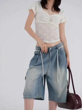 Mana String Cargo Denim Pants