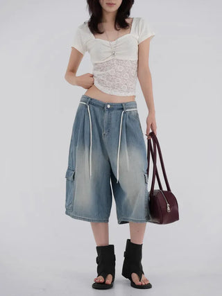 Mana String Cargo Denim Pants