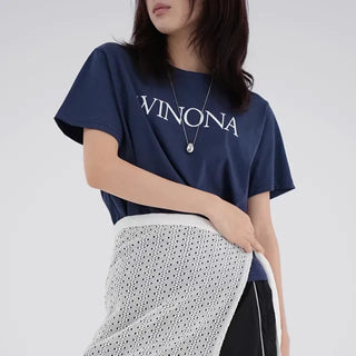 Corbin Round Neck Lettering Short Sleeve