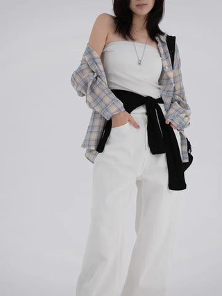 Earling white cotton pants