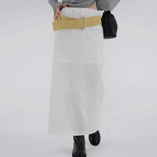 Knurled Slit Long Skirt