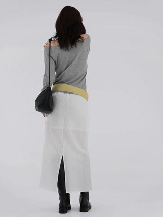 Knurled Slit Long Skirt