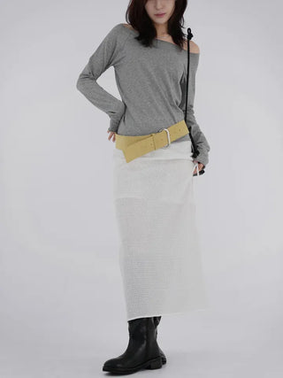 Knurled Slit Long Skirt