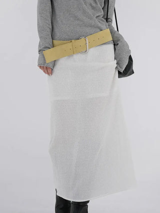 Knurled Slit Long Skirt