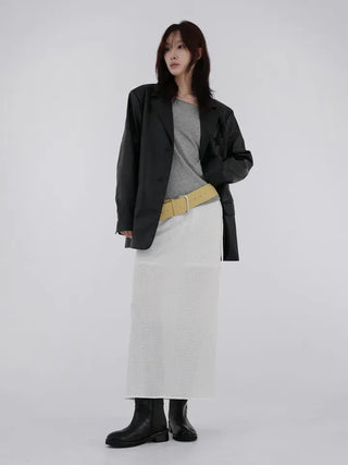 Knurled Slit Long Skirt