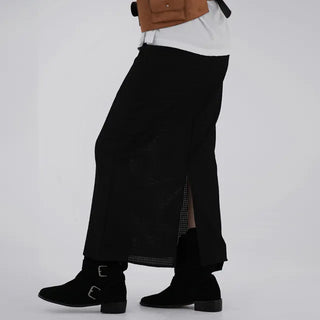 Knurled Slit Long Skirt