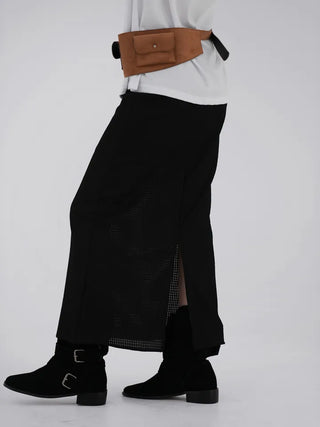 Knurled Slit Long Skirt