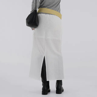 Knurled Slit Long Skirt