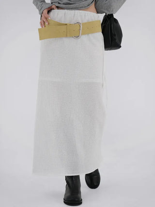 Knurled Slit Long Skirt