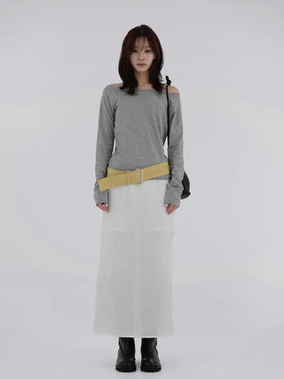 Knurled Slit Long Skirt