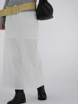 Knurled Slit Long Skirt