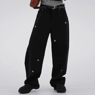 Adele Flower Embroidered Wide Pants