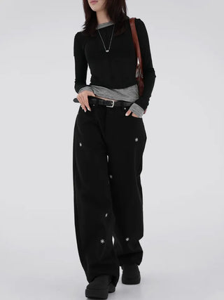 Adele Flower Embroidered Wide Pants