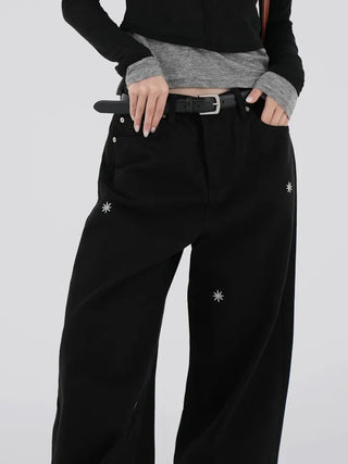 Adele Flower Embroidered Wide Pants