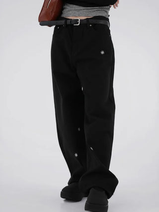 Adele Flower Embroidered Wide Pants