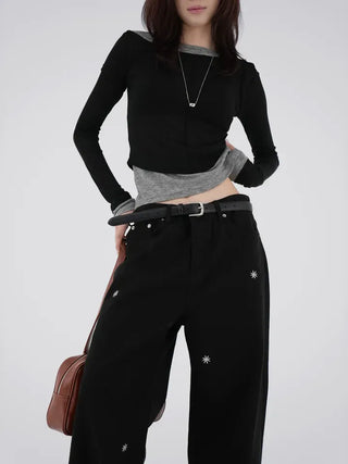 Adele Flower Embroidered Wide Pants