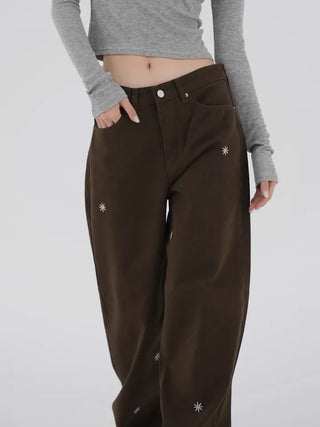 Adele Flower Embroidered Wide Pants