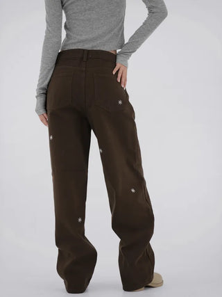 Adele Flower Embroidered Wide Pants