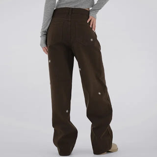 Adele Flower Embroidered Wide Pants