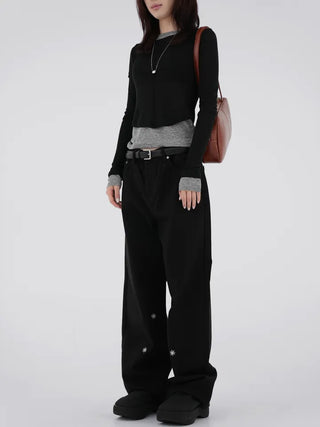 Adele Flower Embroidered Wide Pants