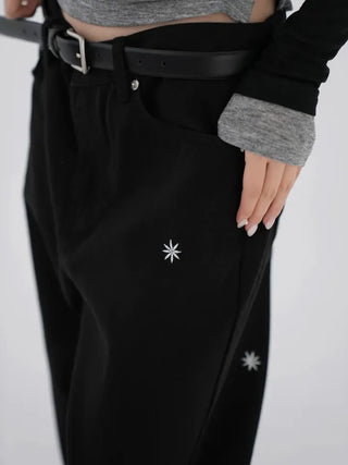 Adele Flower Embroidered Wide Pants