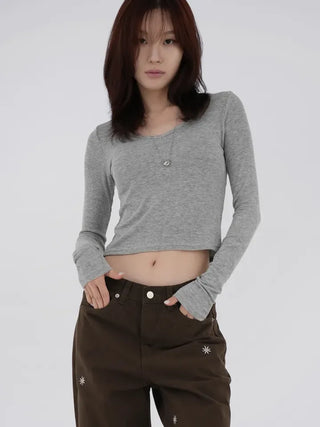 Babin V-neck Ribbed Long Sleeve