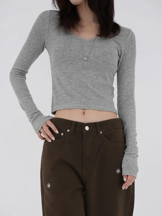 Babin V-neck Ribbed Long Sleeve
