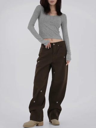 Babin V-neck Ribbed Long Sleeve