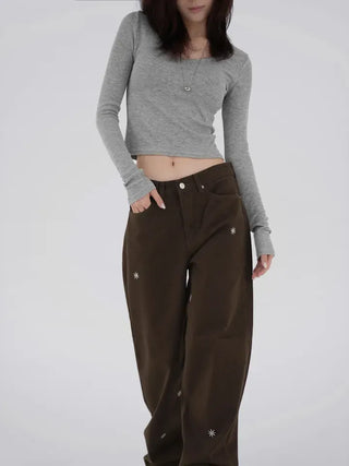 Babin V-neck Ribbed Long Sleeve