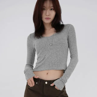 Babin V-neck Ribbed Long Sleeve