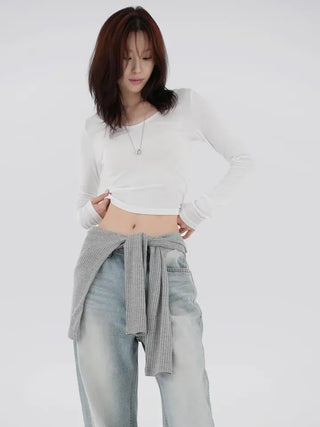 Babin V-neck Ribbed Long Sleeve