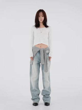 Babin V-neck Ribbed Long Sleeve