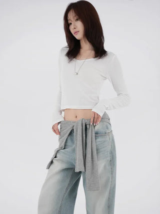 Babin V-neck Ribbed Long Sleeve