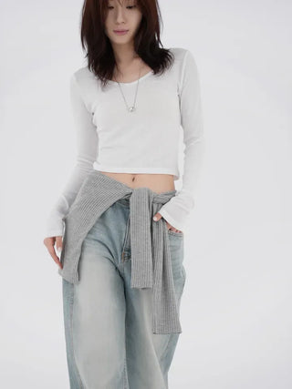 Babin V-neck Ribbed Long Sleeve