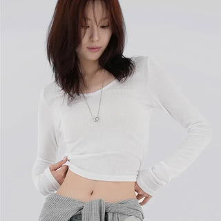 Babin V-neck Ribbed Long Sleeve